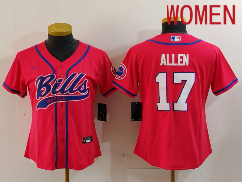 Women Buffalo Bills 17 Allen Red Joint Name 2024 Nike Limited NFL Jersey style 912